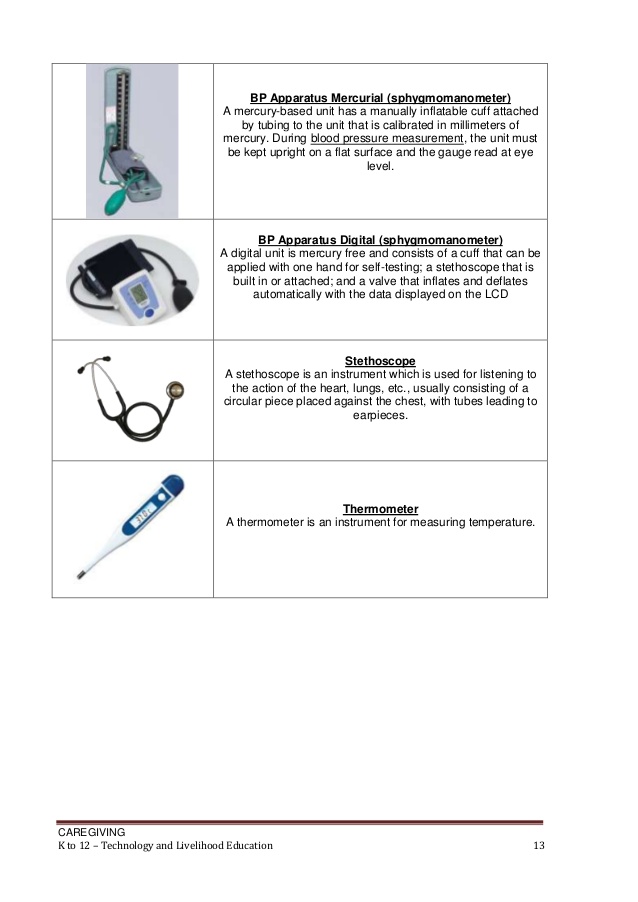 Tools Equipment And Paraphernalia For Taking Vital Signs